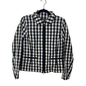 Lauren Ralph Lauren Jacket Check Windbreaker Coat Black White Plaid M LRL